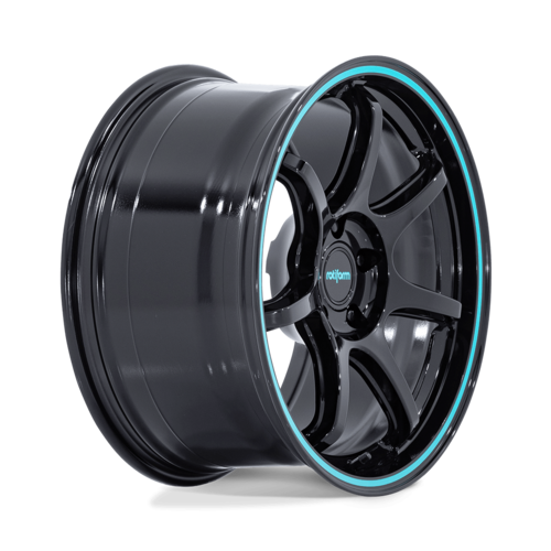 Rotiform RC208 BPU 19x9.5 Inch Gloss Black with Teal Stripe Wheel