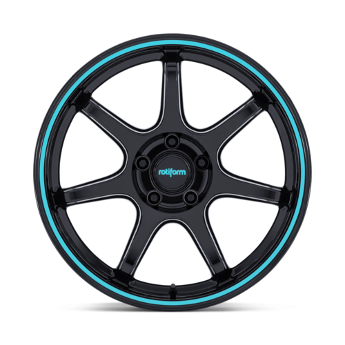 Rotiform RC208 BPU 18x9.5 Gloss Black with Teal Stripe Wheels for 5x100 Bolt Pattern