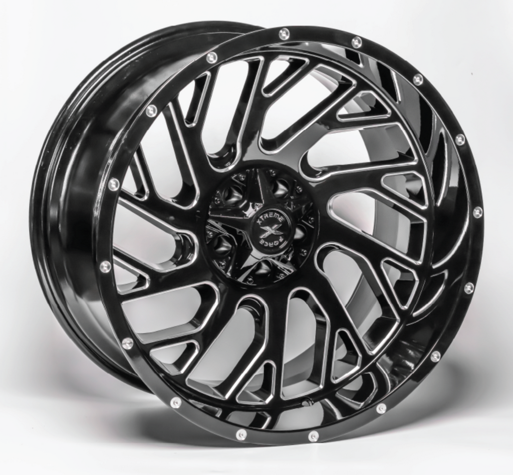 20X10 XTREME FORCE XF-8 CONCAVE WHEELS 5X5(127) & 5X5.5(139.7) - GLOSS BLACK & MILLED - TRUE DIRECTIONAL