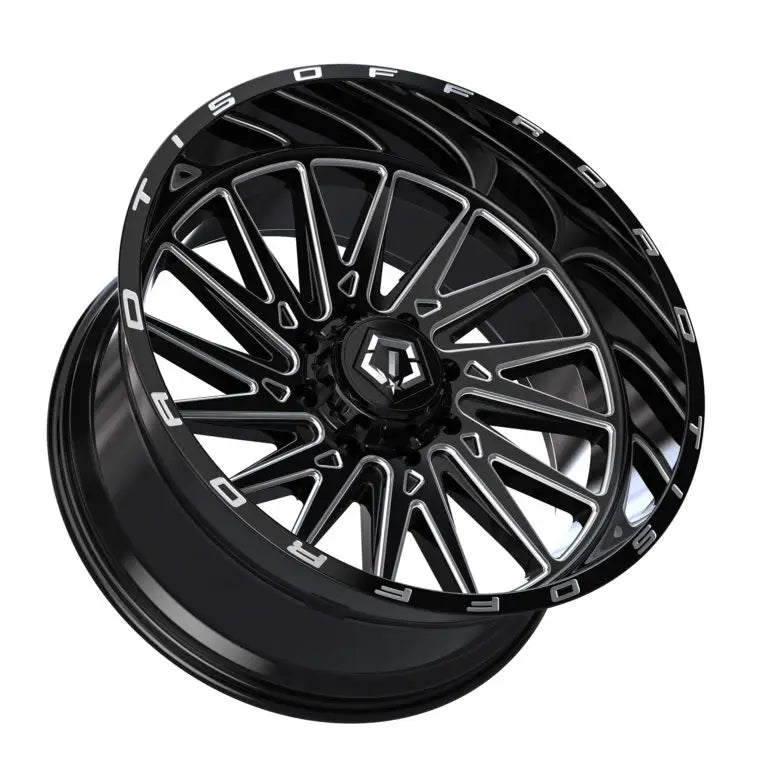 18X9 TIS 547BM OFF-ROAD WHEELS WITH 8X180 BOLT PATTERN AND +18 OFFSET - GLOSS BLACK & MILLED