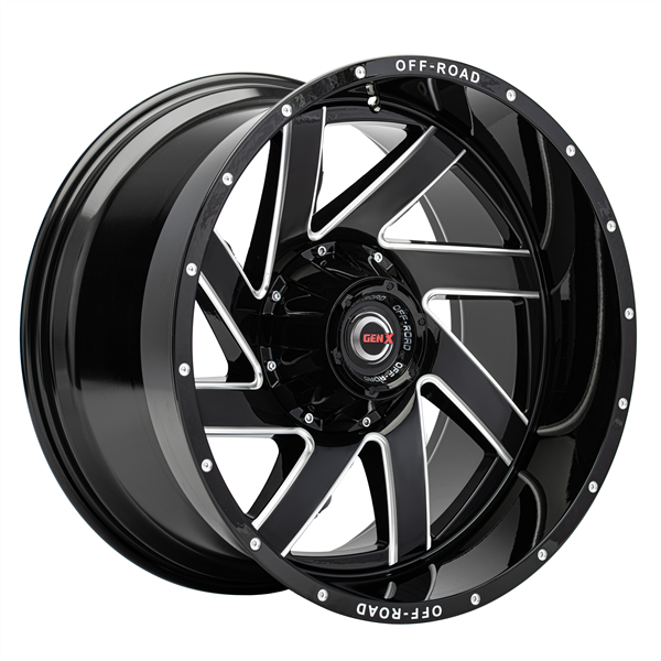 22X12 GEN-X OFF ROAD STYLE 094 - 8x165.1 BOLT PATTERN - GLOSS BLACK MILLED