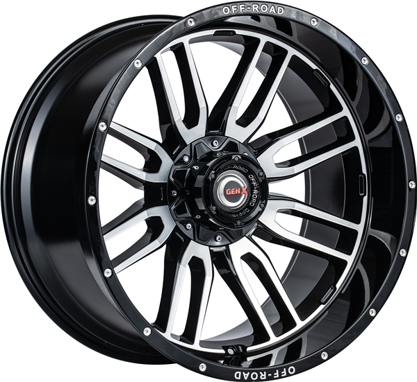 22X12 GEN-X OFF ROAD STYLE 111 - 8x170 BOLT PATTERN - GLOSS BLACK MACHINED