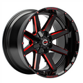 22X12 GEN-X OFF ROAD STYLE 073 - 8X170 BOLT PATTERN - GLOSS BLACK RED MILLED