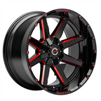 22X12 GEN-X OFF ROAD STYLE 073 - 8X170 BOLT PATTERN - GLOSS BLACK RED MILLED