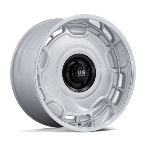 US Mag 1PC Arlington 22x10.5 Inch Matte Black and Silver Diamond Cut Lip Wheel with 5x127 Bolt Pattern and +12 Offset