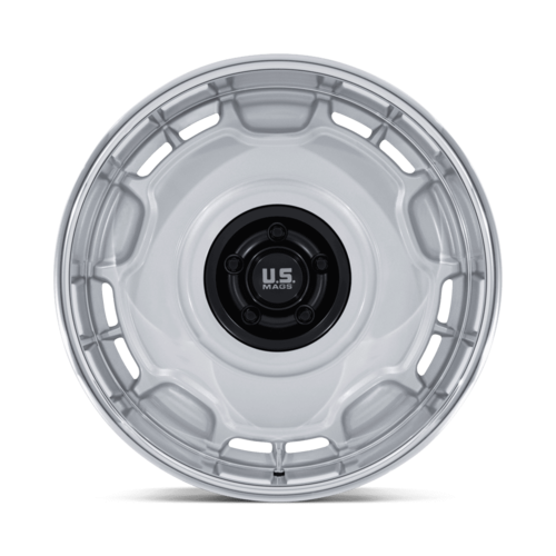 US Mag 1PC Arlington 22x9 Inch Matte Silver Black Diamond Cut Lip Wheel with 5x127 Bolt Pattern and +15 Offset