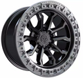 17X9 TIS 556BA OFF-ROAD WHEELS - 6X5.50 WITH -12 OFFSET - BLACK WITH ANTHRACITE LIP RING