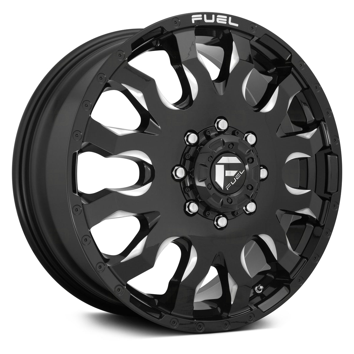 20X8.25 FUEL D673 BLITZ WITH 8X200 BOLT PATTERN - GLOSS BLACK MILLED