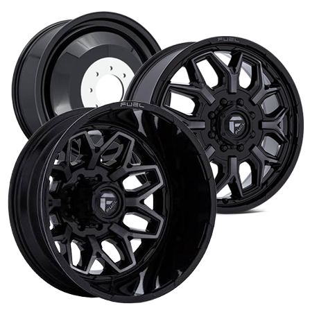FUEL FLUX D875 DUALLY WHEELS 8X200 - GLOSS BLACK BRUSH FC GRAY DDDT
