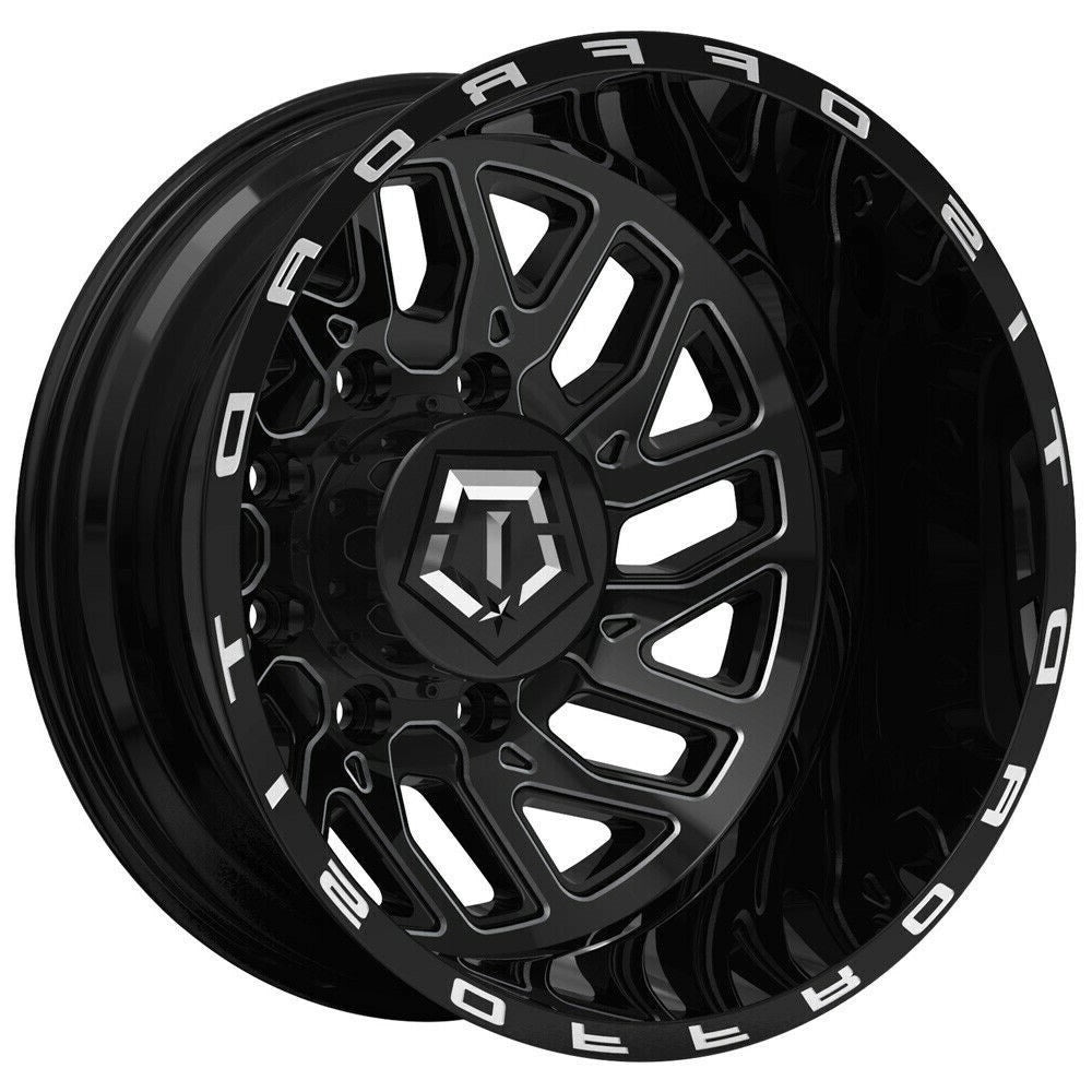 17X6.5 TIS 544BM Rear Outer Dually Wheels with -140mm Offset and 8X210 Bolt Pattern - Gloss Black & Milled